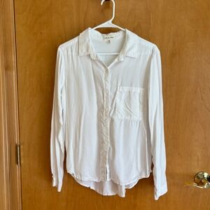 Cloth & Stone White‎ Button Down Long Sleeve Shirt Womens Top Blouse Medium